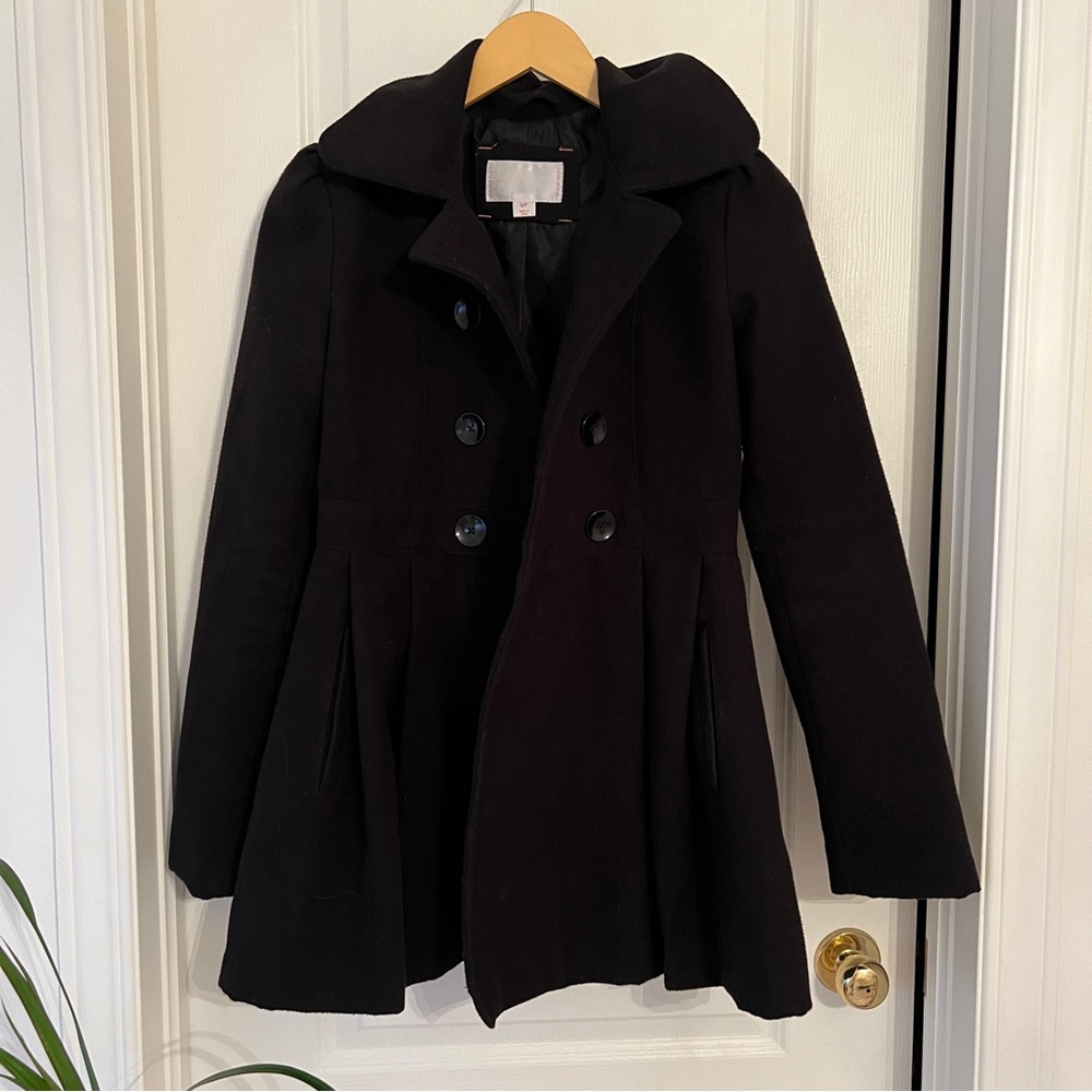 Xhilaration Black Pea Coat with Flared Skirt